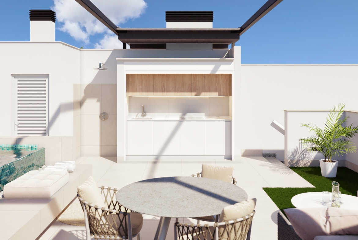 PURA VIDA VI * Pilar de La Horadada * Exclusive Bungalows * Top Floor Two Bedrooms / 2 Bathrooms / Ground Floor 3 Bedrooms / 2 Bathrooms * €434,000 – €479,000 *