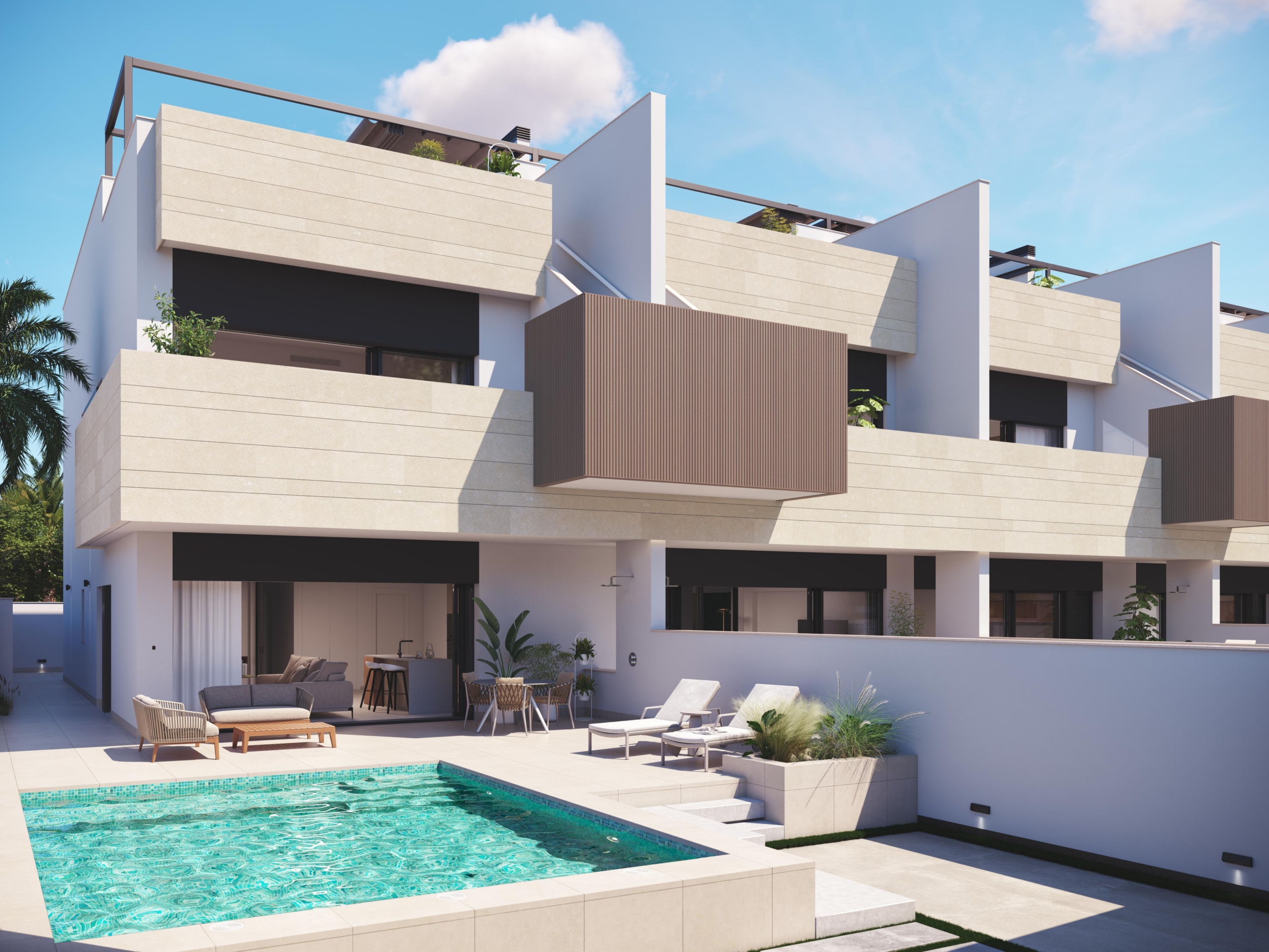 (3) LEFT GROUND FLOOR TERRACE PURA VIDA VI * Pilar de La Horadada * Exclusive Bungalows * Top Floor Two Bedrooms / 2 Bathrooms / Ground Floor 3 Bedrooms / 2 Bathrooms * €434,000 – €479,000 *