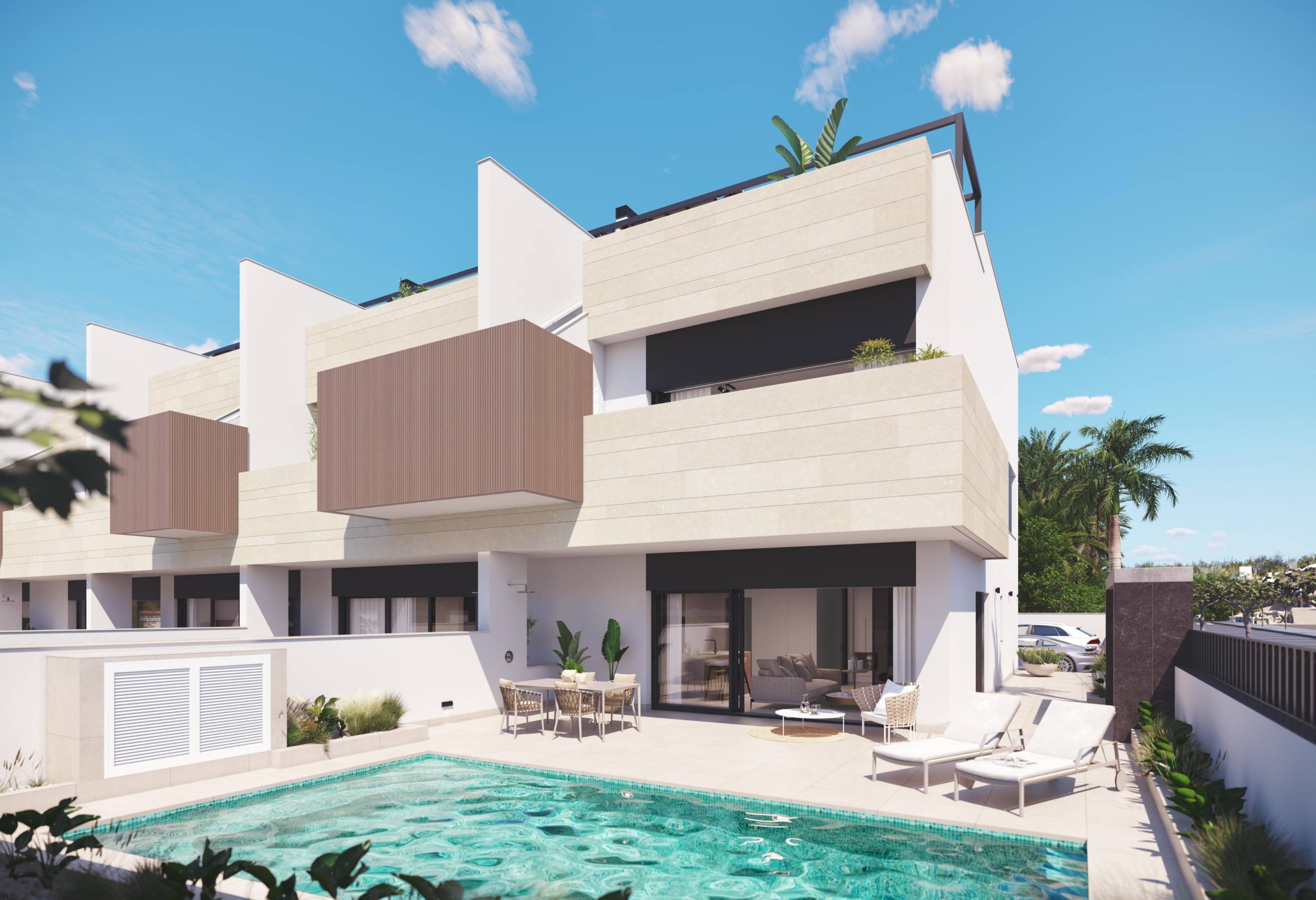 (5) RIGHT SIDE GROUND FLOOR TERRACE PURA VIDA VI * Pilar de La Horadada * Exclusive Bungalows * Top Floor Two Bedrooms / 2 Bathrooms / Ground Floor 3 Bedrooms / 2 Bathrooms * €434,000 – €479,000 *